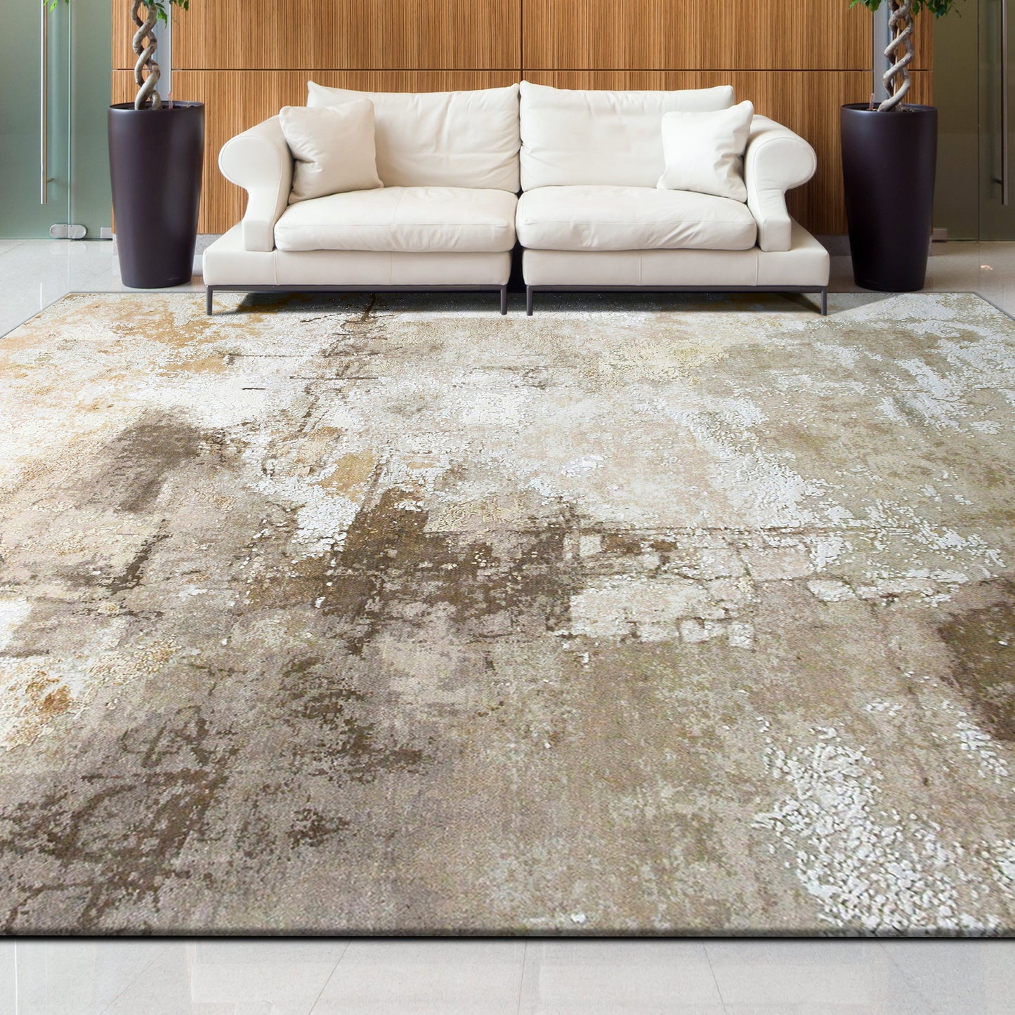 CANVAS ART W/ SILK C9701 BEIGE / BROWN