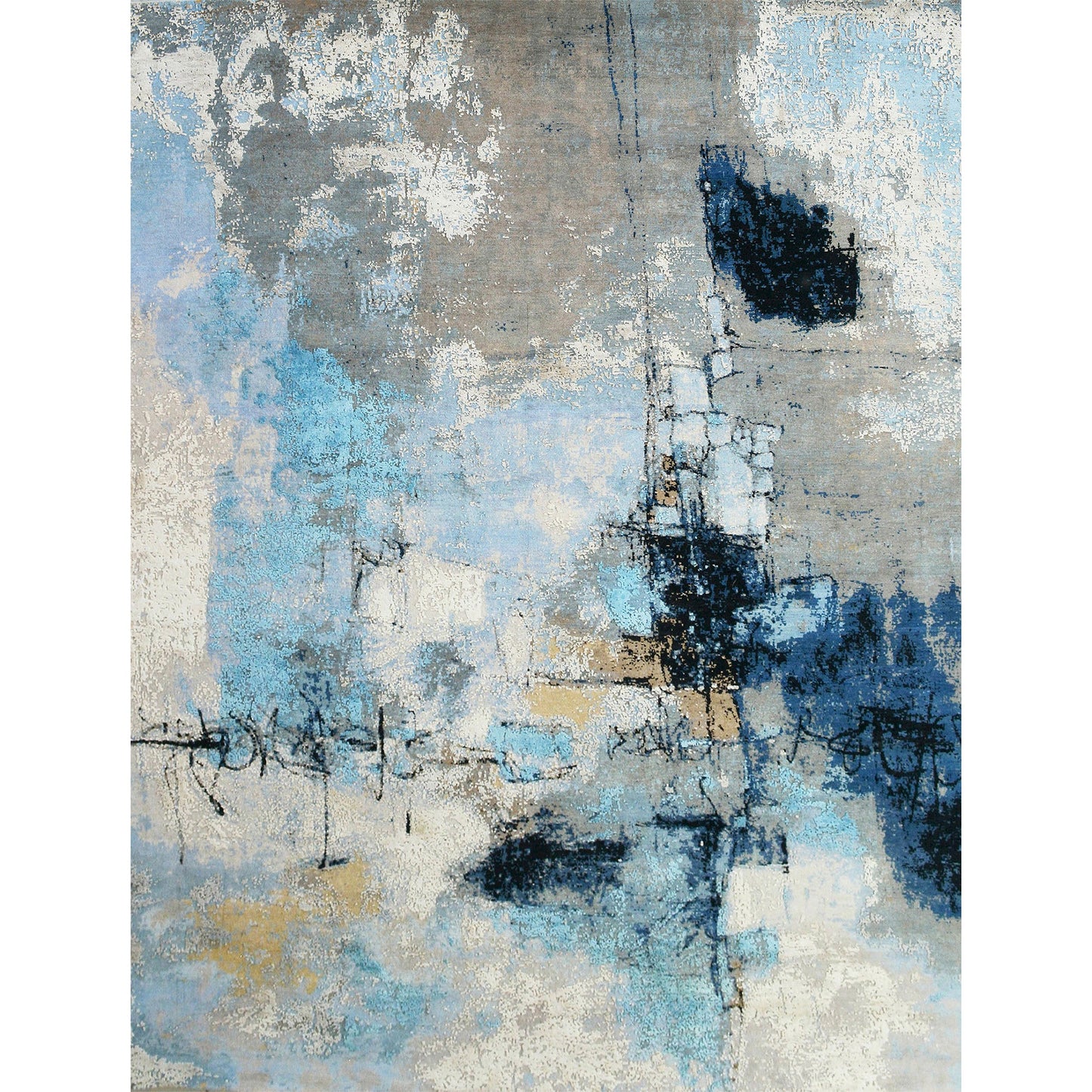 CANVAS ART W/ SILK CH200 BLUE / GREY