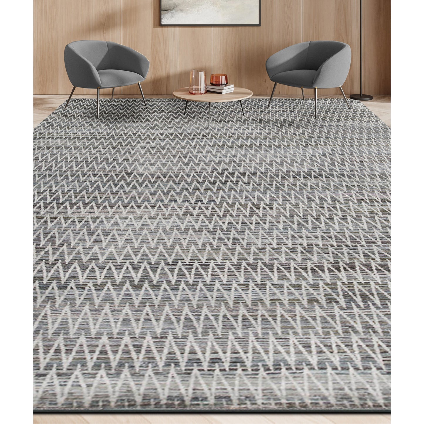 CANVAS ART W/ SILK JI162 GREY / SILVER