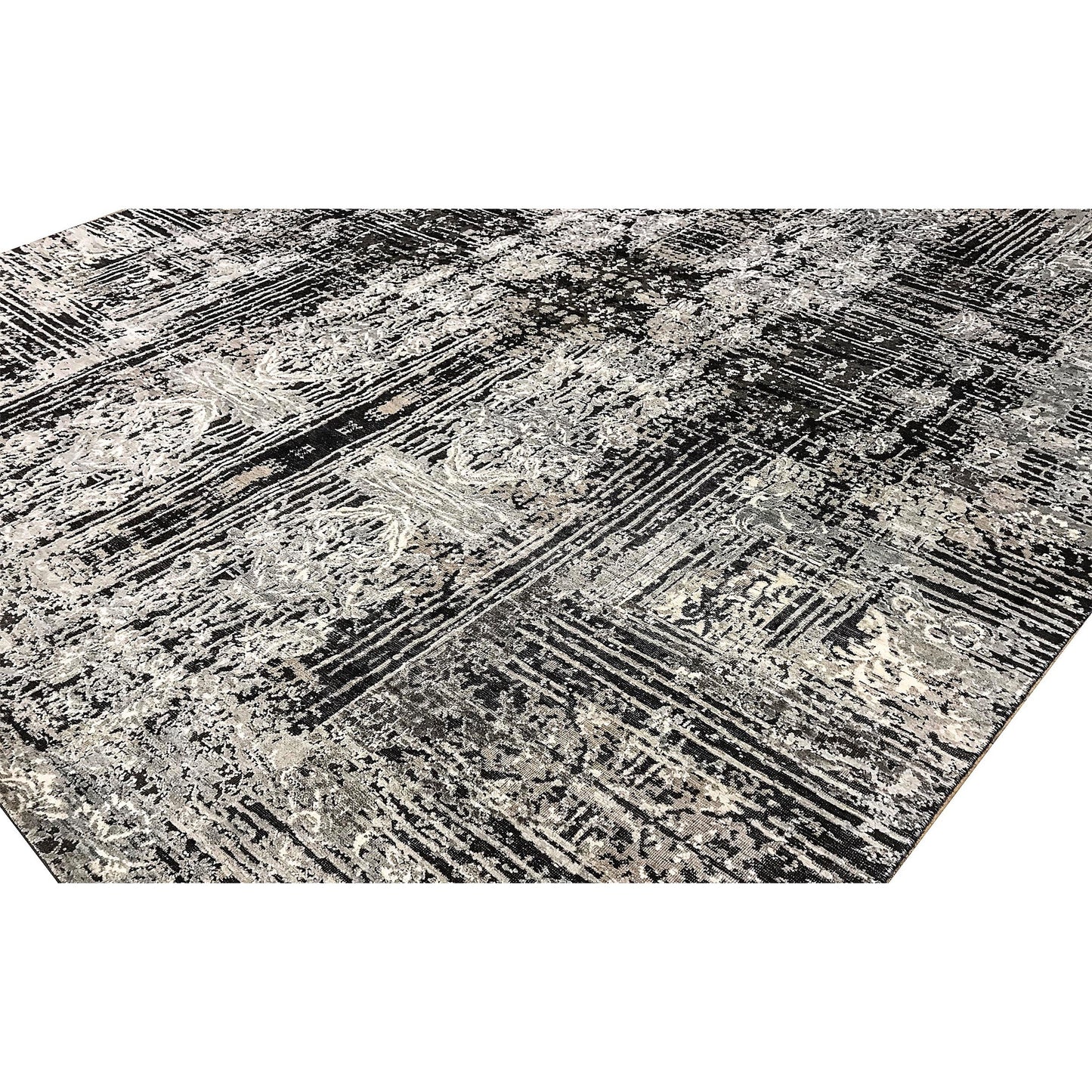 CANVAS ART W/ SILK MIT24 GREY / LIGHT BLUE