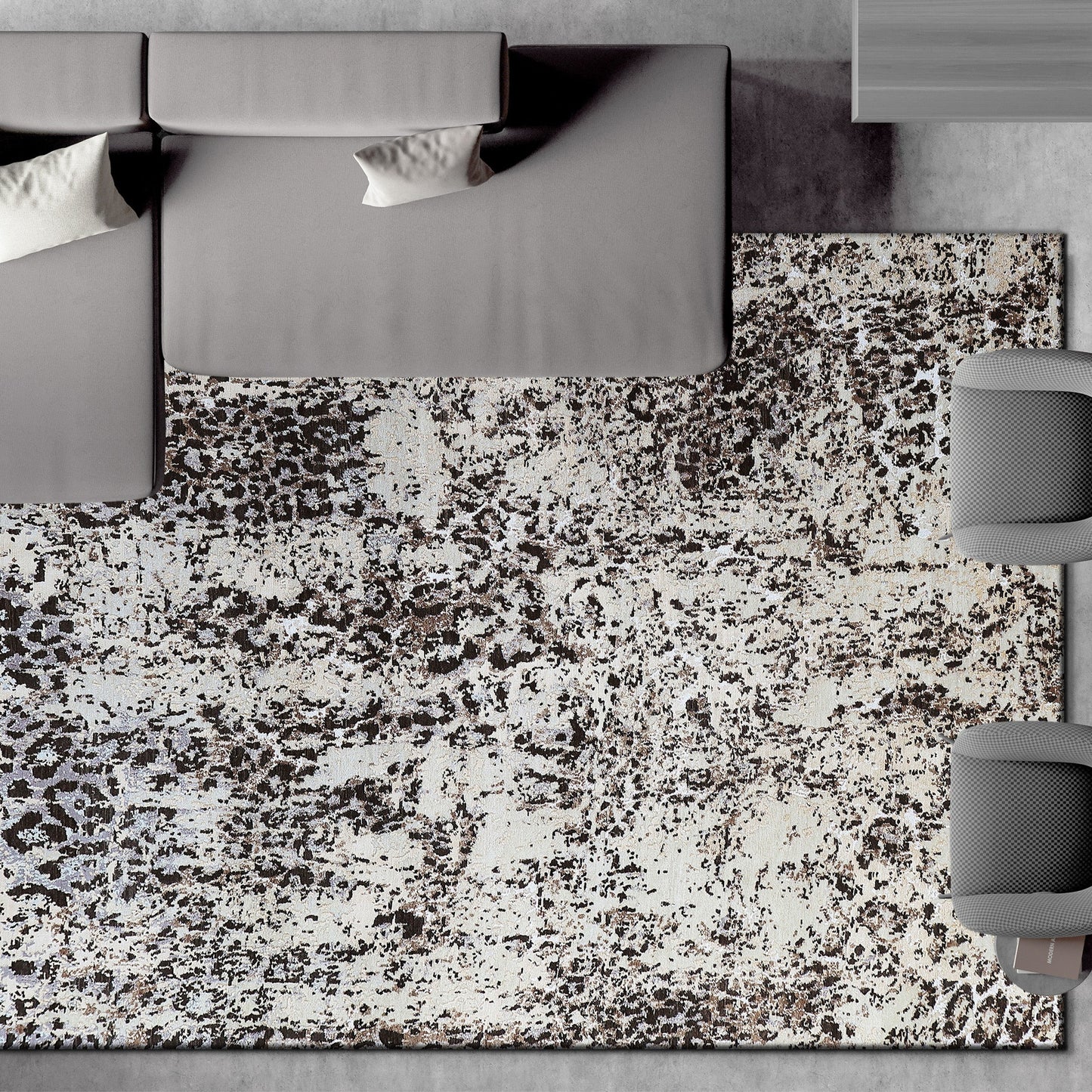 CANVAS ART W/ SILK OC201 BEIGE / CHARCOAL