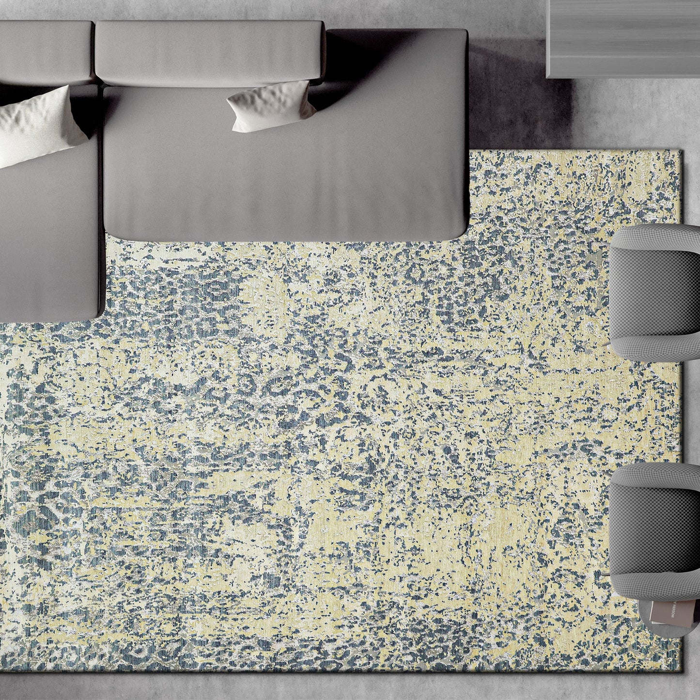 CANVAS ART W/ SILK OC201 IVORY / GREY