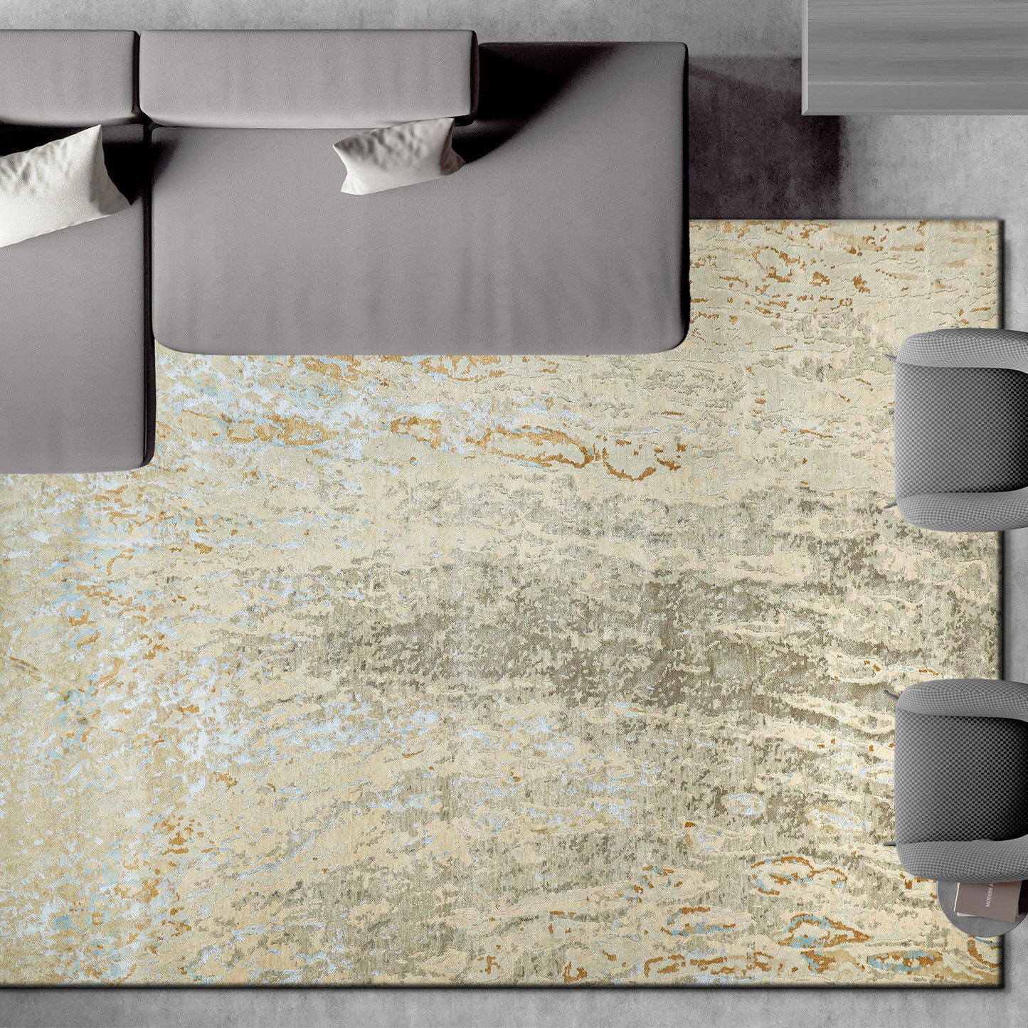 CANVAS ART W/ SILK OC202 BEIGE / BROWN