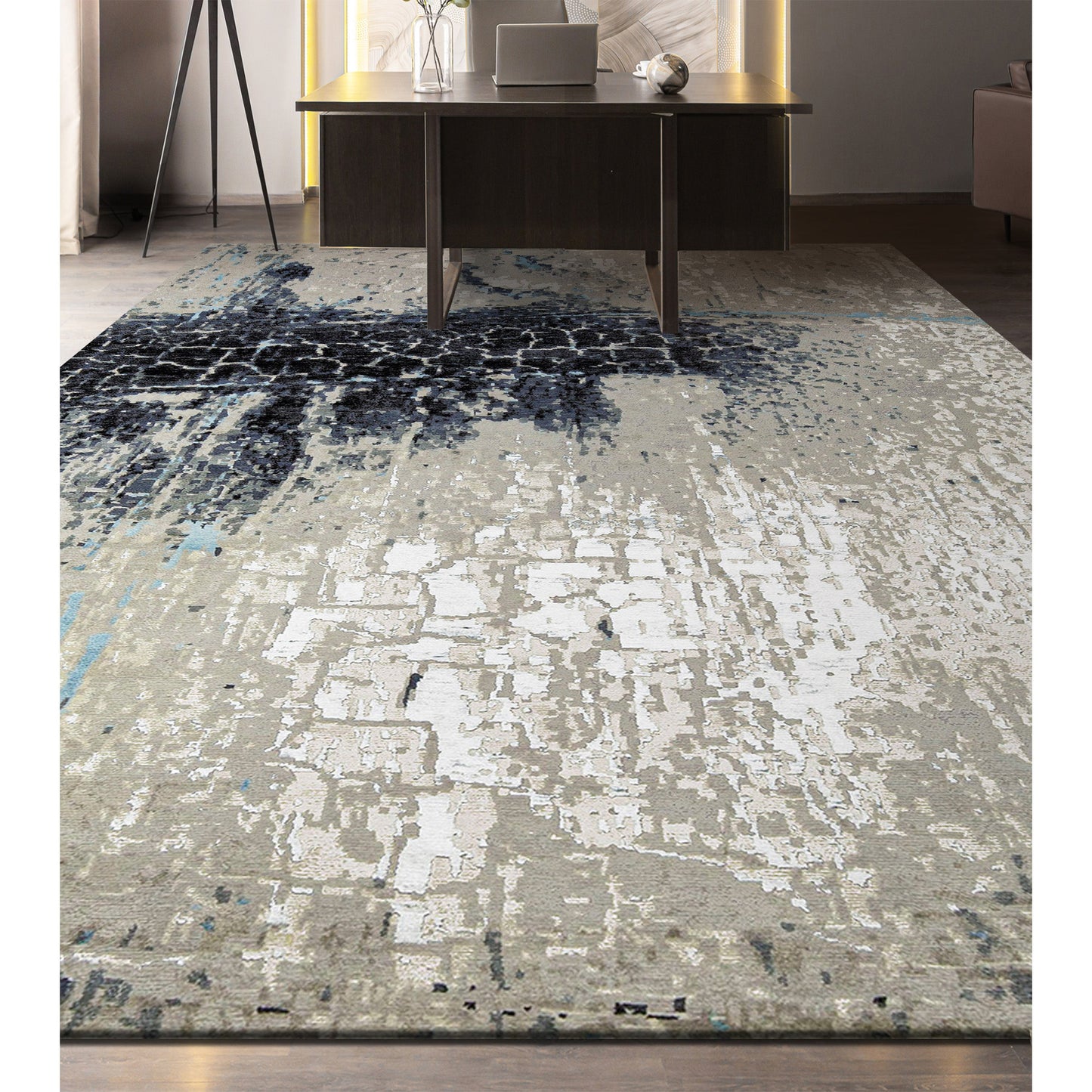 CANVAS ART W/ SILK CR805 BEIGE / BLACK