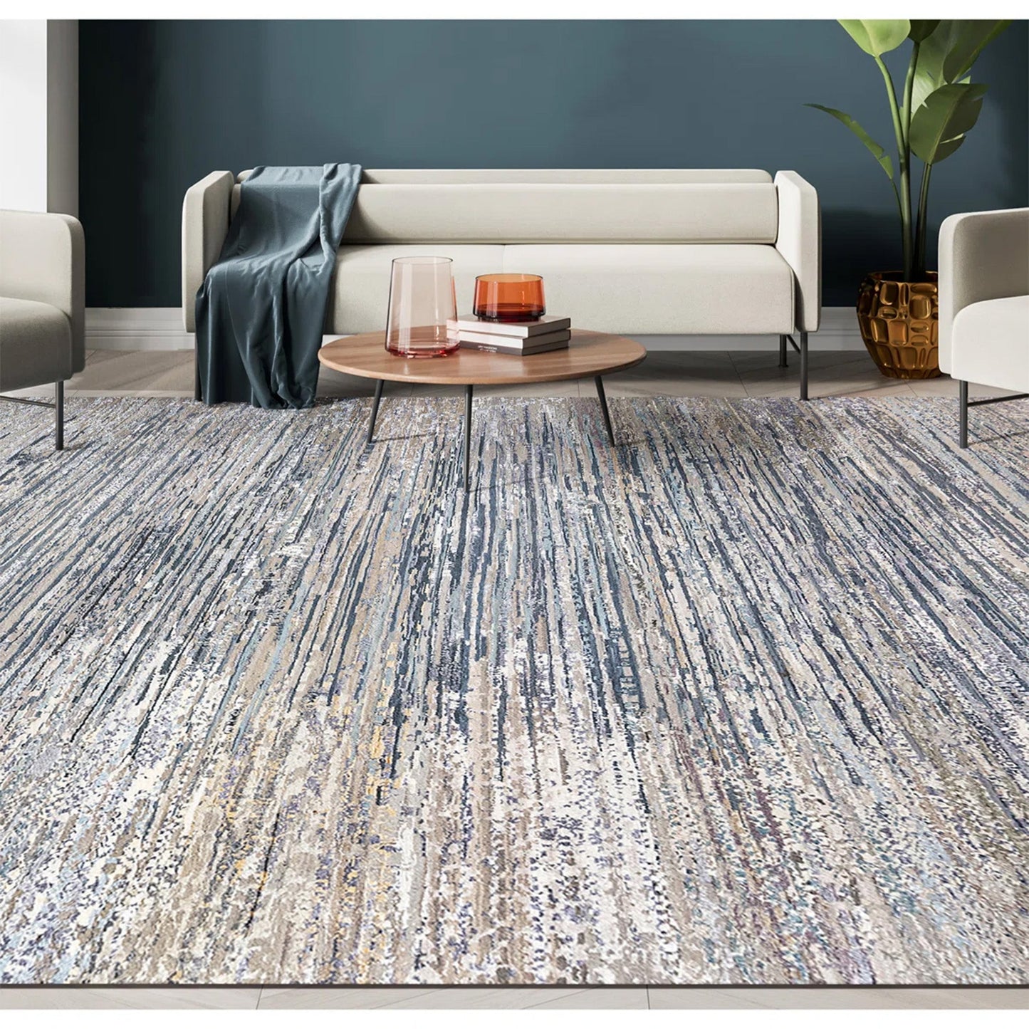 CANVAS ART W/ SILK J1029 SILVER / GREY