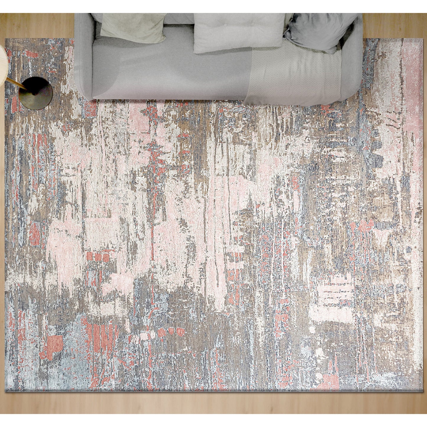 CANVAS ART W/ SILK J1041 GREY / PEACH
