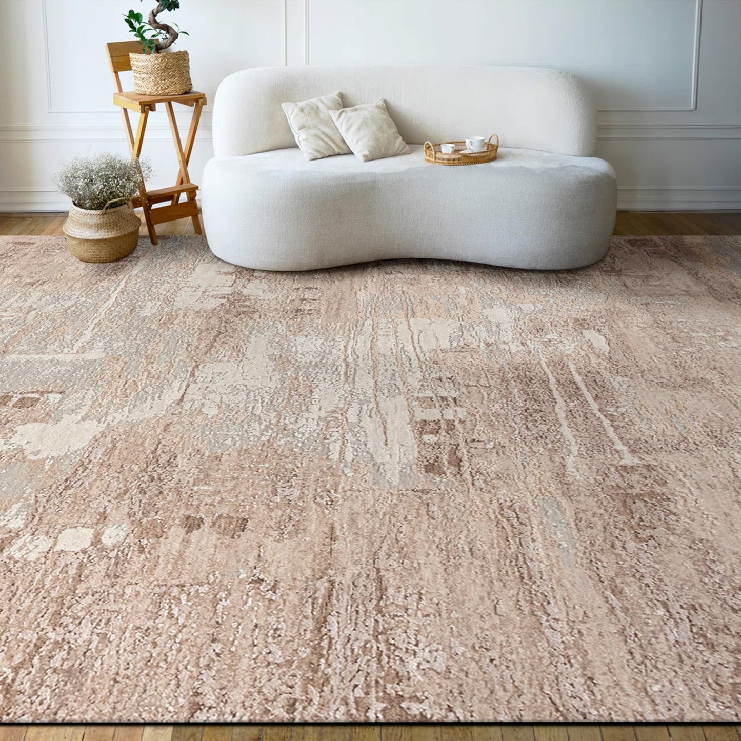 CANVAS ART W/ SILK J1042 BEIGE / PEACH