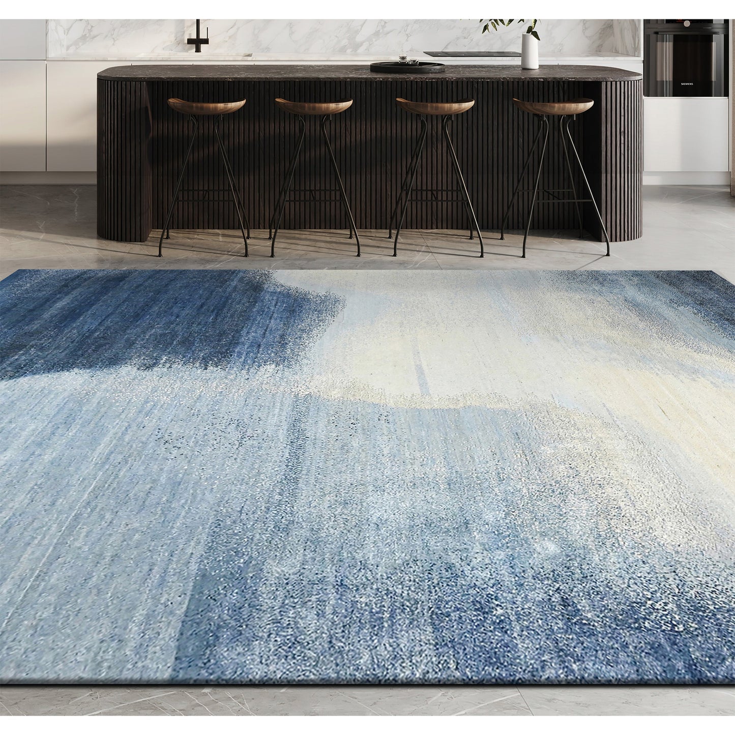 CANVAS ART W/ SILK J1051 SILVER / BLUE