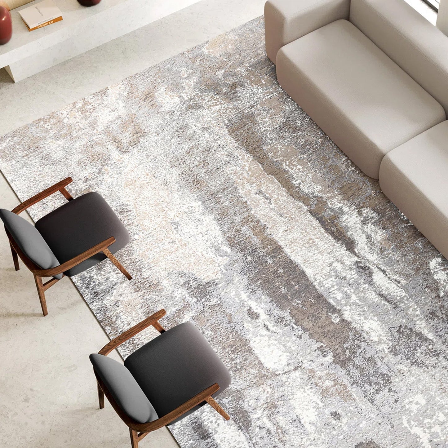 CANVAS ART W/ SILK J1053 BEIGE / GREY