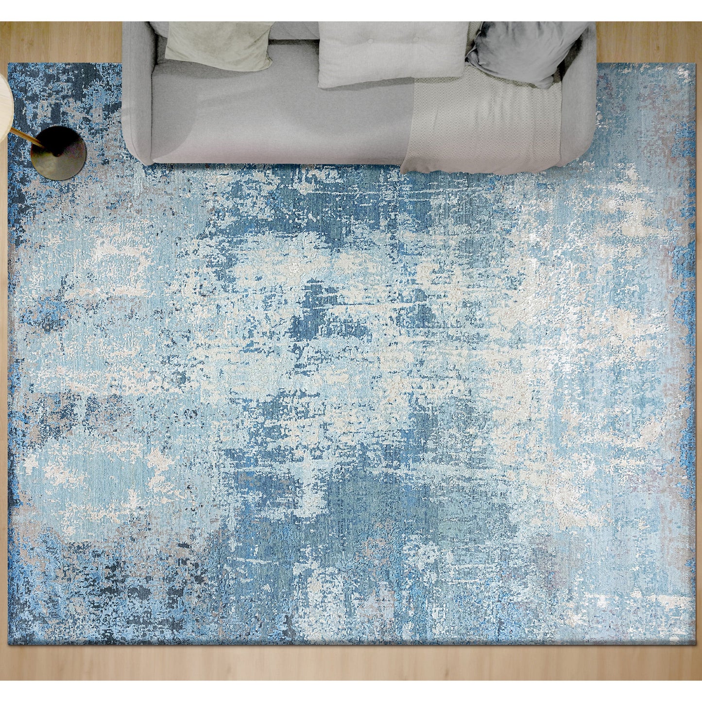 CANVAS ART W/ SILK J1055 BLUE / LIGHT BLUE