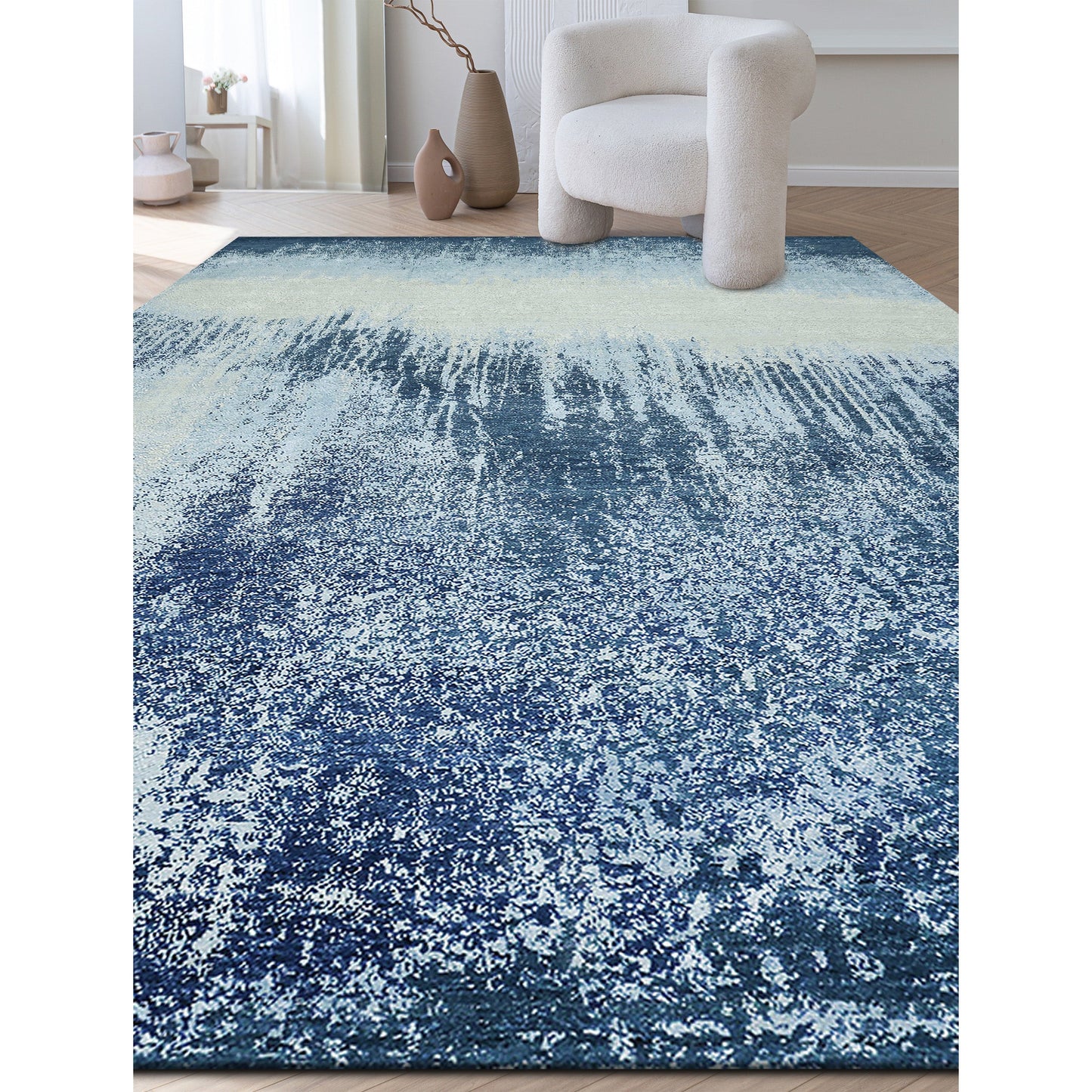 CANVAS ART W/ SILK J1056 BLUE / MULTI