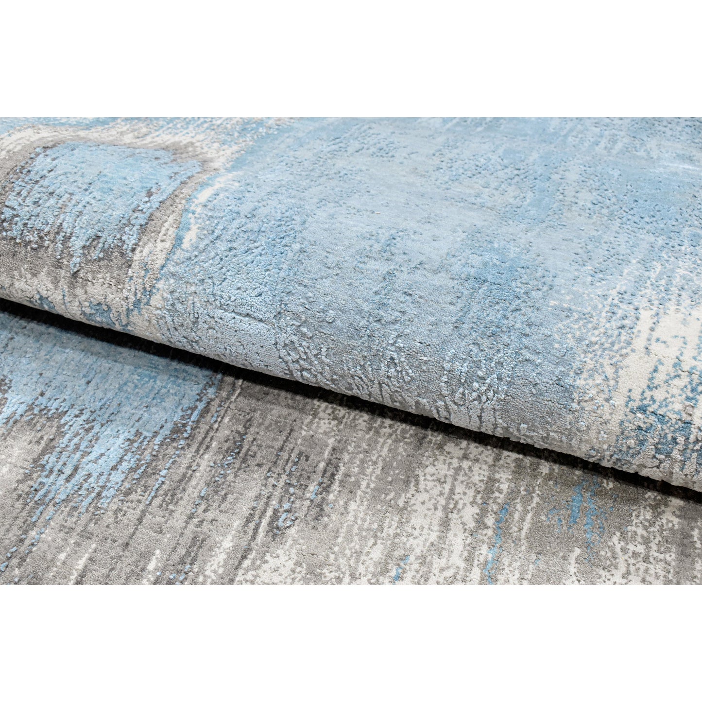 CANVAS ART W/ SILK J1057 GREY / LIGHT BLUE