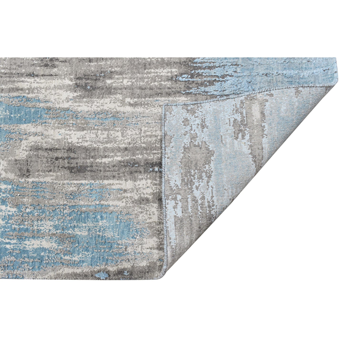 CANVAS ART W/ SILK J1057 GREY / LIGHT BLUE