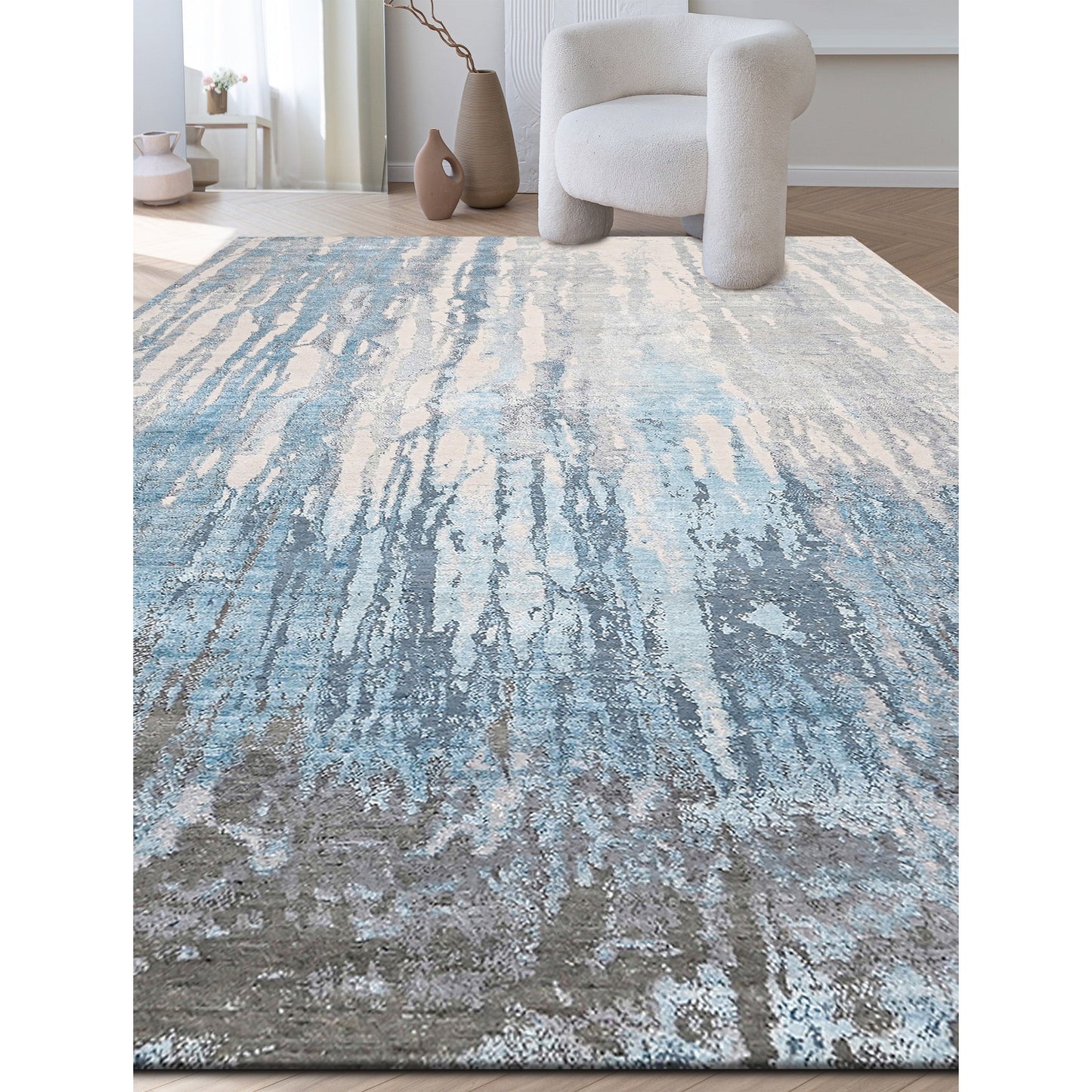 CANVAS ART W/ SILK J1058 BEIGE / GREY