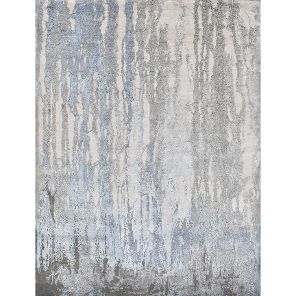 CANVAS ART W/ SILK J1058 SILVER / LIGHT BLUE