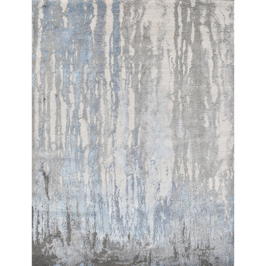 CANVAS ART W/ SILK J1058 SILVER / LIGHT BLUE