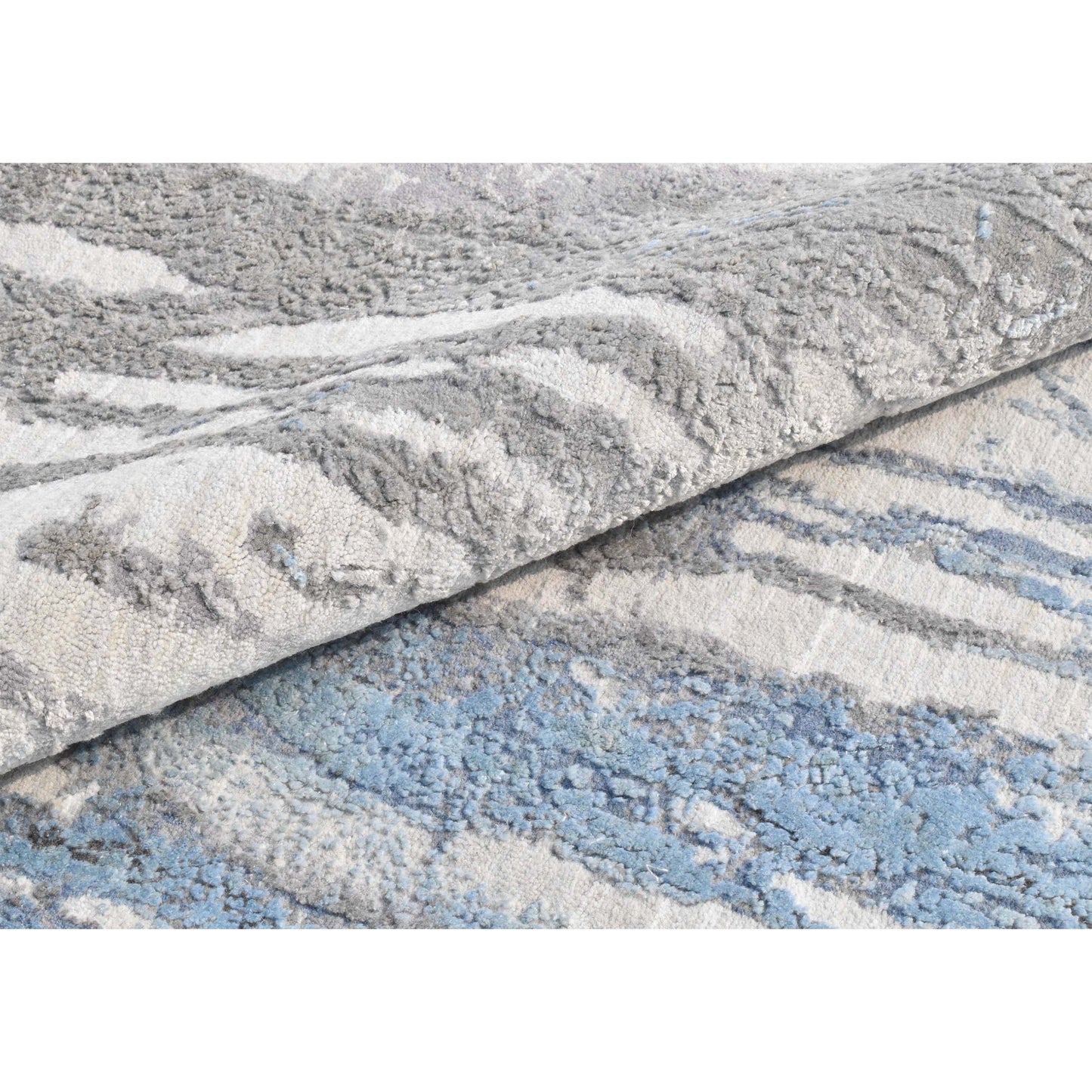 CANVAS ART W/ SILK J1058 SILVER / LIGHT BLUE