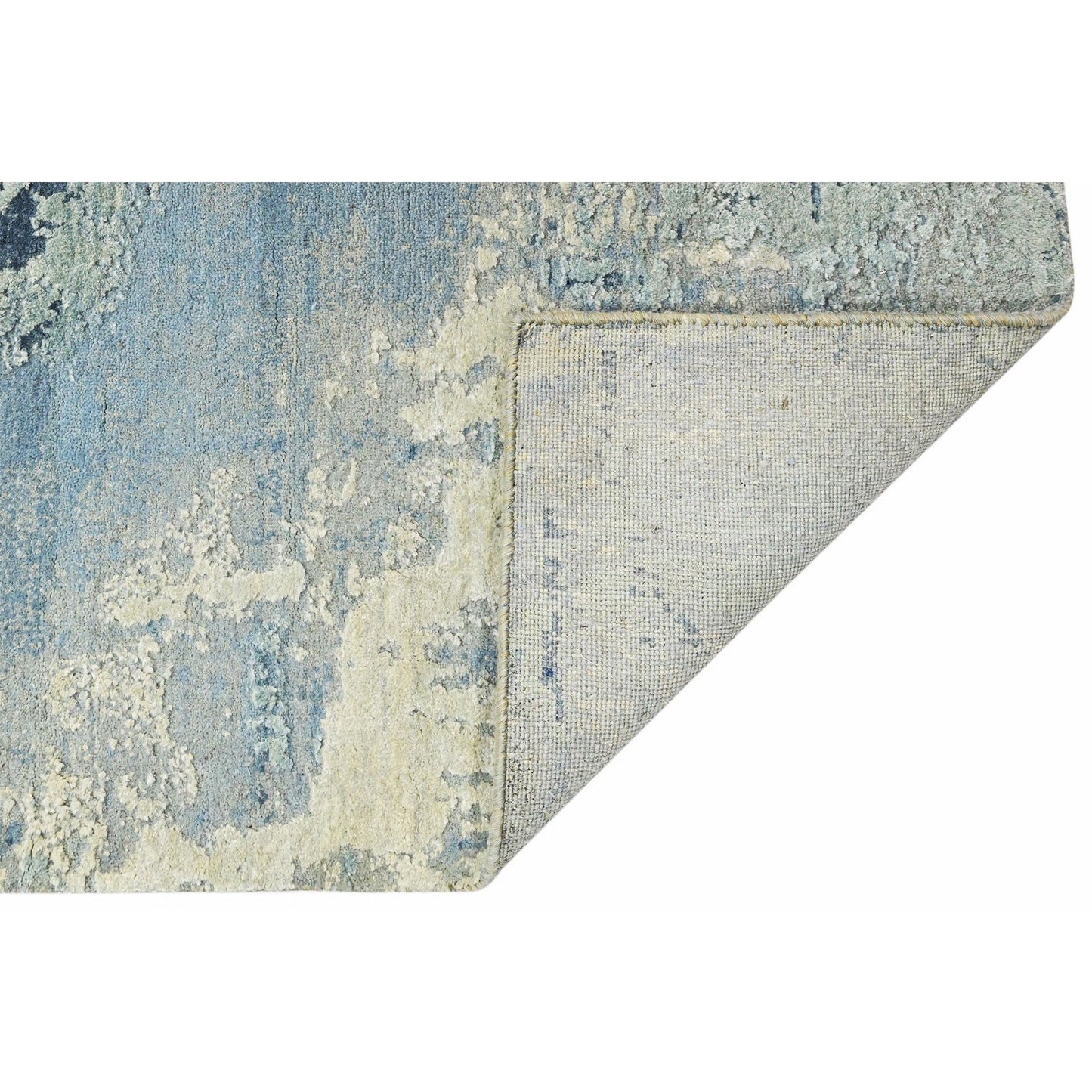 CANVAS ART W/ SILK J1062 IVORY / LIGHT BLUE