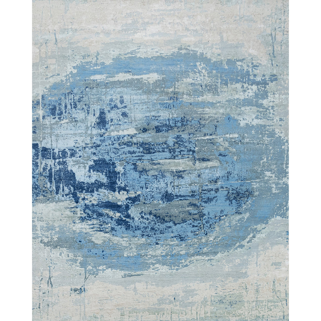 CANVAS ART W / SILK J1062 SILVER / LIGHT BLUE