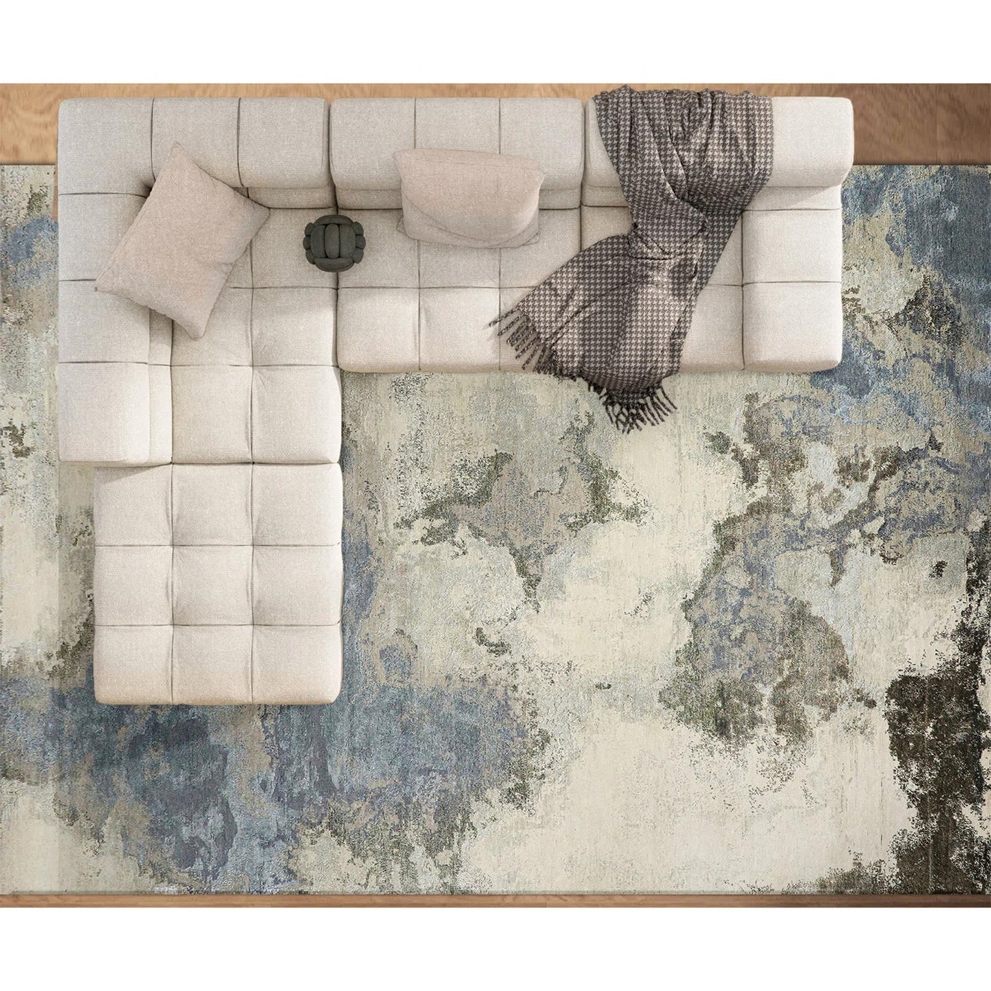 CANVAS ART W/ SILK J1064 BEIGE / GREY