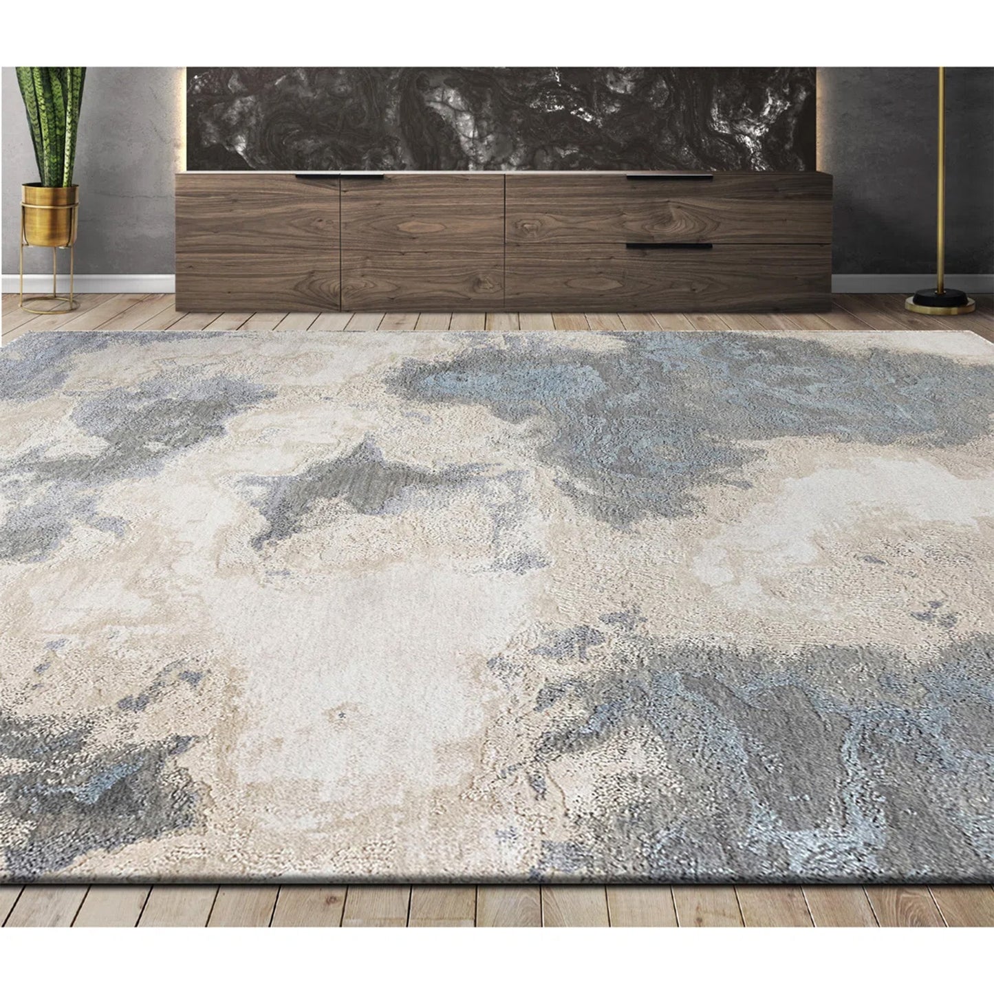 CANVAS ART W/ SILK J1064 BEIGE / SILVER