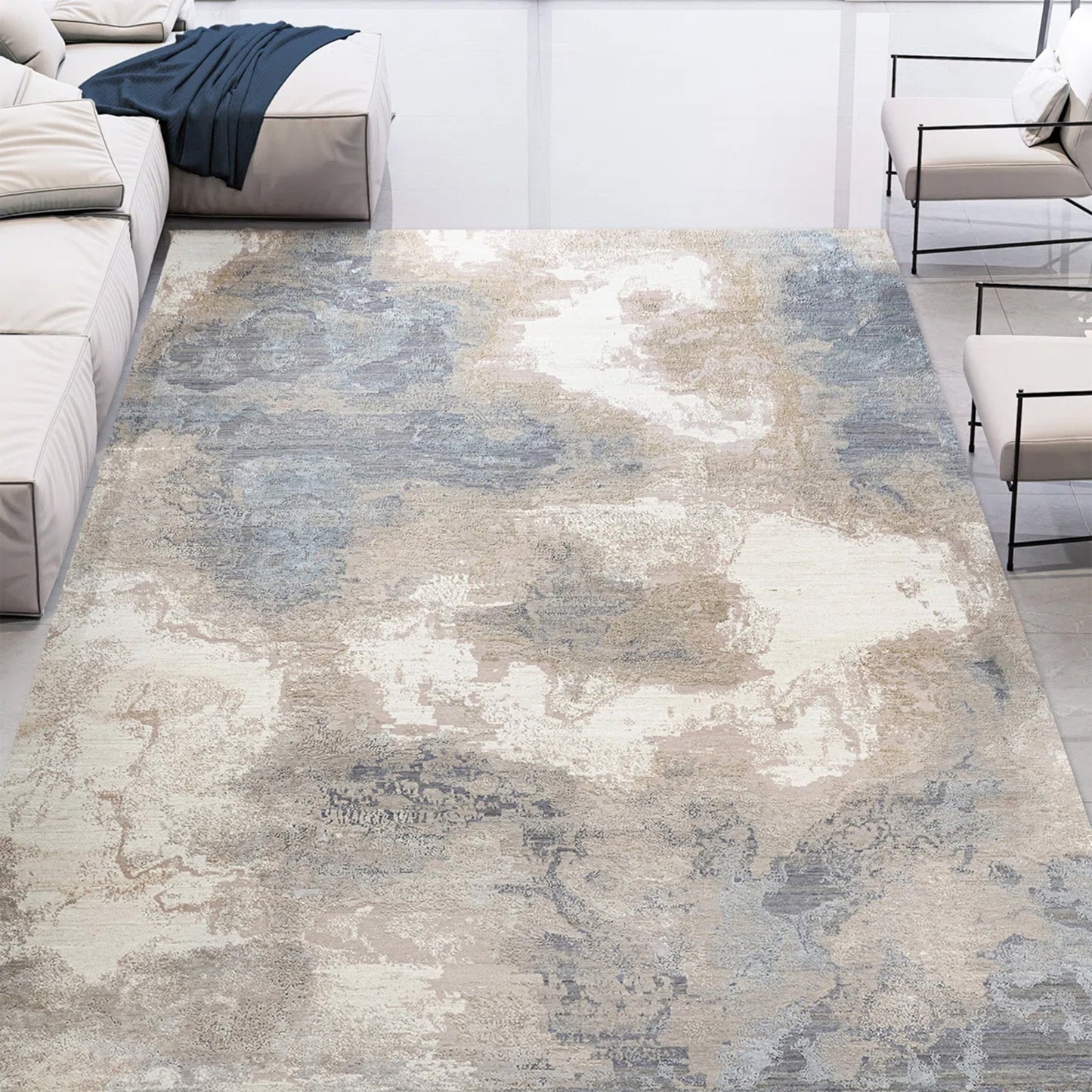 CANVAS ART W/ SILK J1064 IVORY / GREY