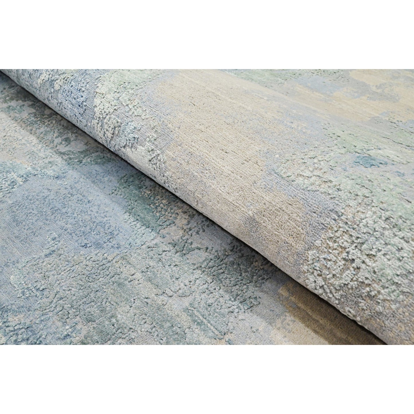 CANVAS ART W/ SILK J1064 IVORY / LIGHT BLUE