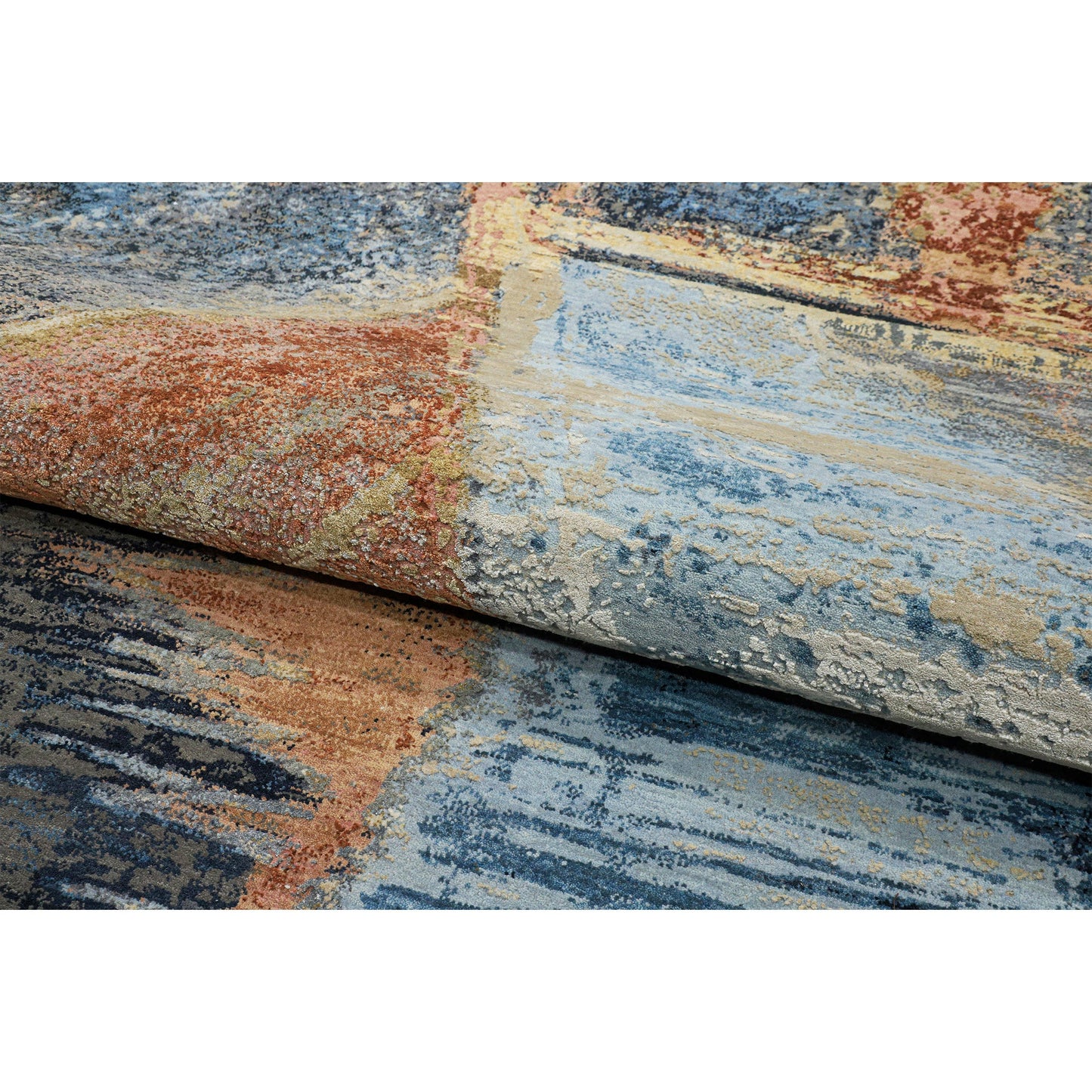 CANVAS ART W/ SILK J1070 LIGHT BLUE / RUST