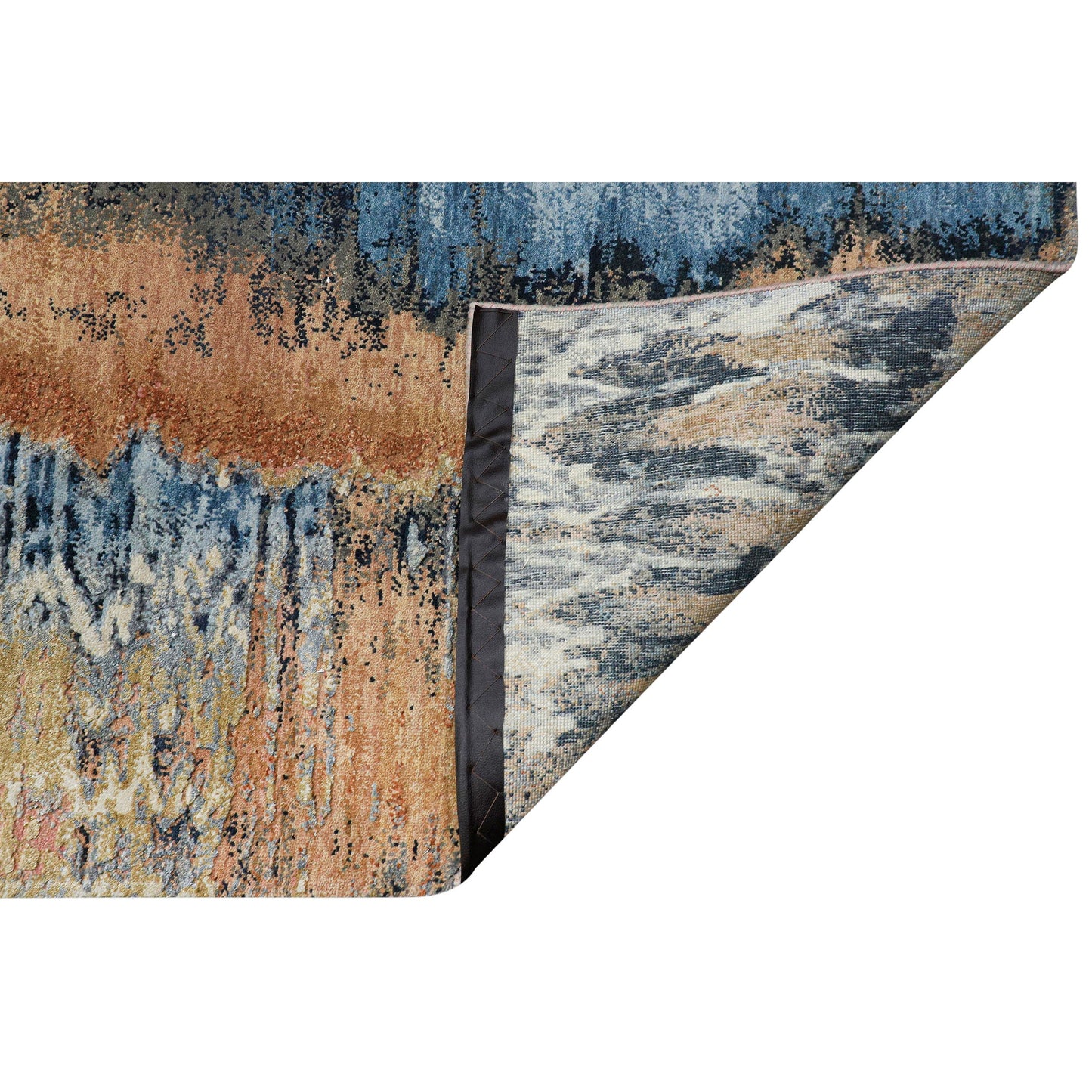 CANVAS ART W/ SILK J1070 LIGHT BLUE / RUST