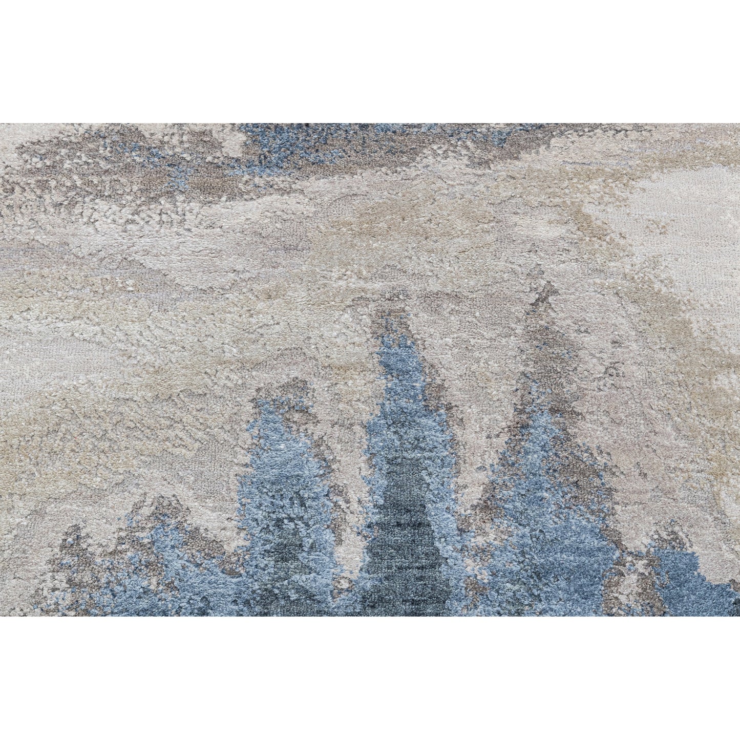 CANVAS ART W / SILK J1071 BEIGE / BLUE