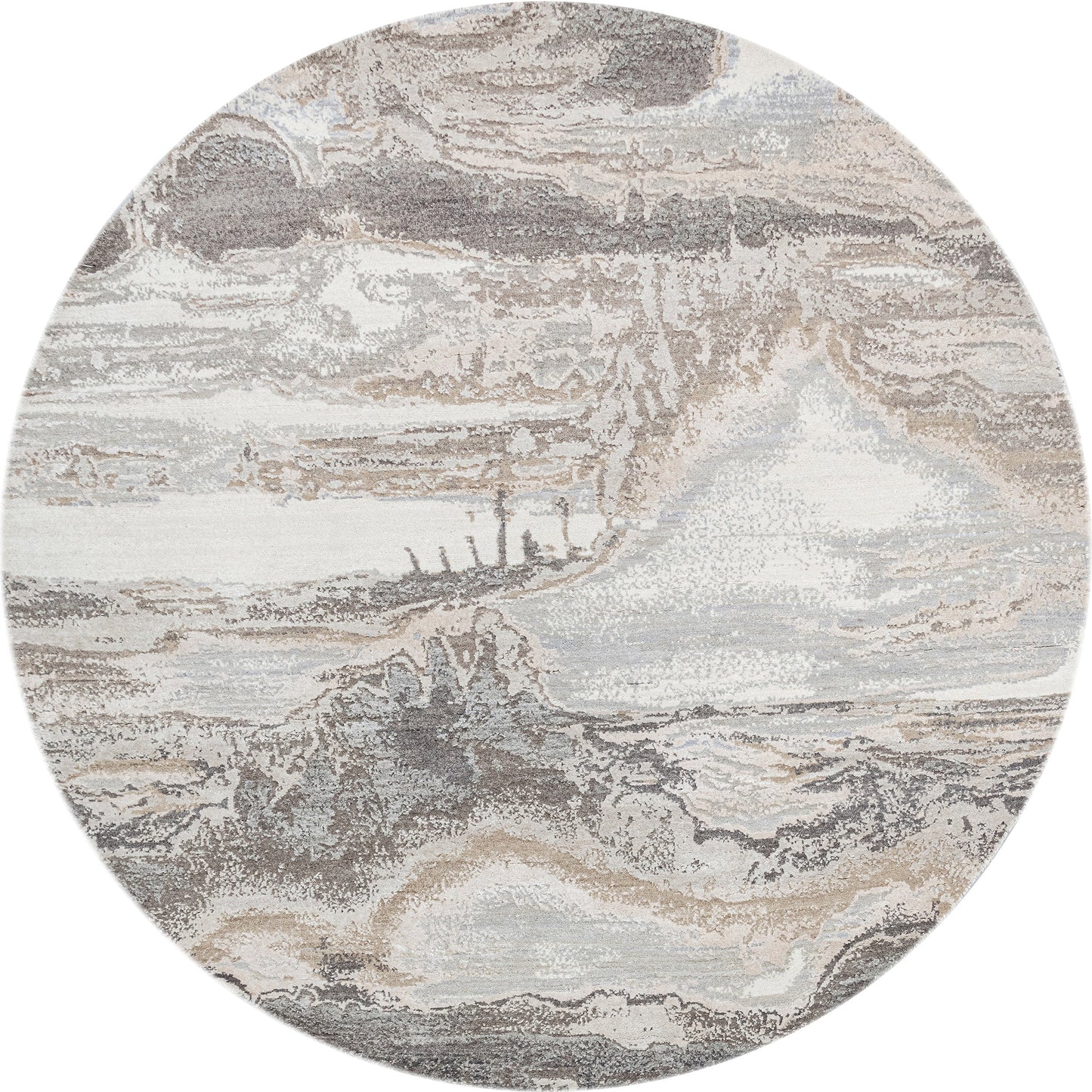 CANVAS ART W / SILK J1071 BEIGE / GREY
