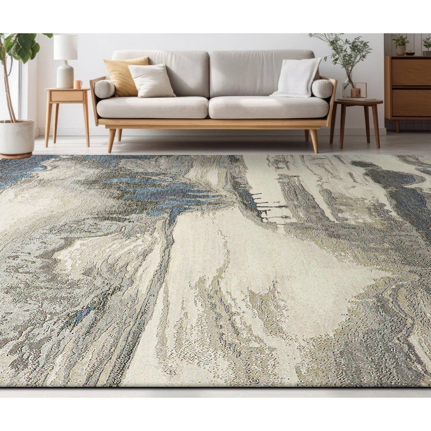 CANVAS ART W/ SILK J1071 BEIGE / GREY