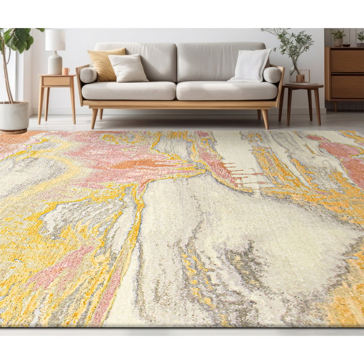 CANVAS ART W/ SILK J1071 PEACH / GOLD