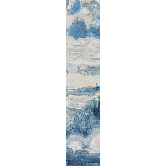 CANVAS ART W/ SILK J1071 SILVER / BLUE