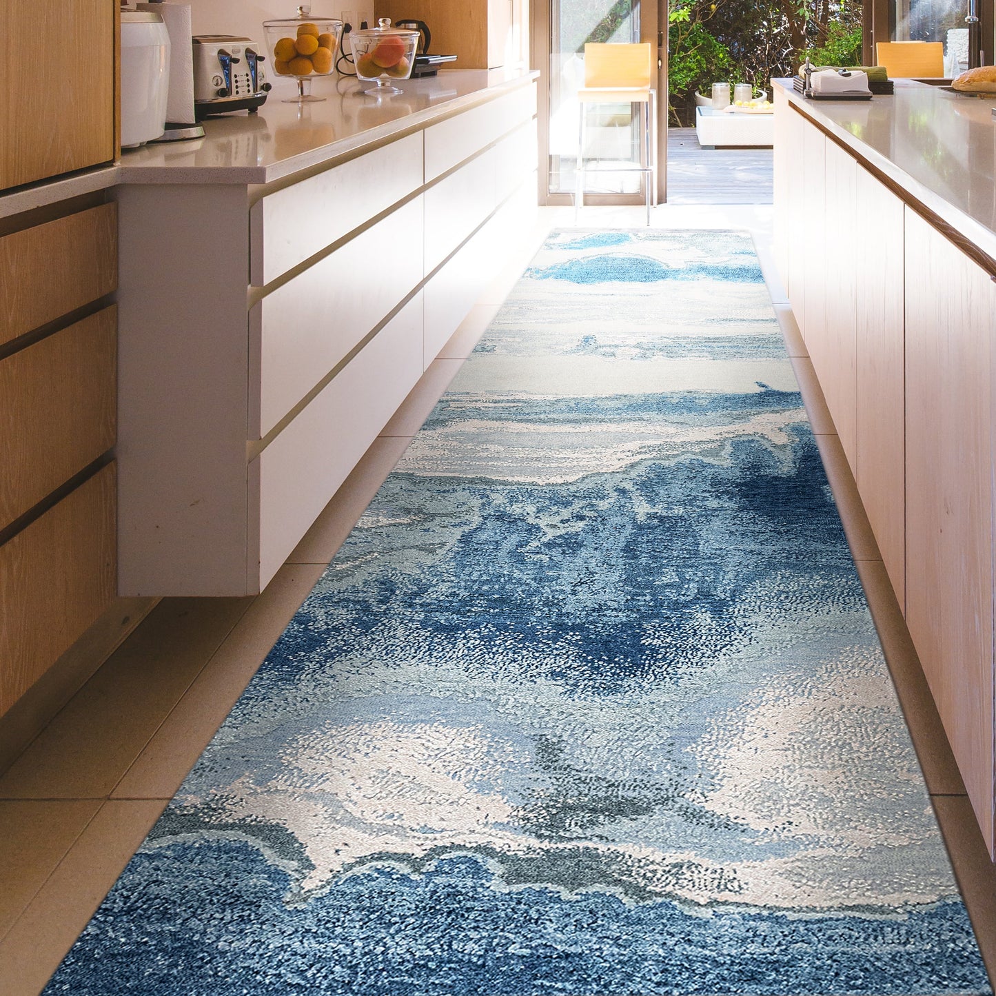 CANVAS ART W/ SILK J1071 SILVER / BLUE