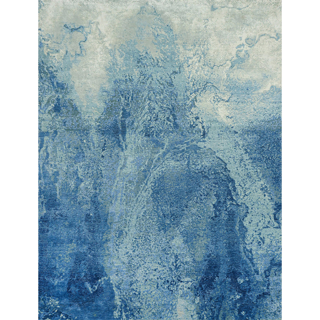 CANVAS ART W/ SILK J1077 BLUE / LIGHT GREY