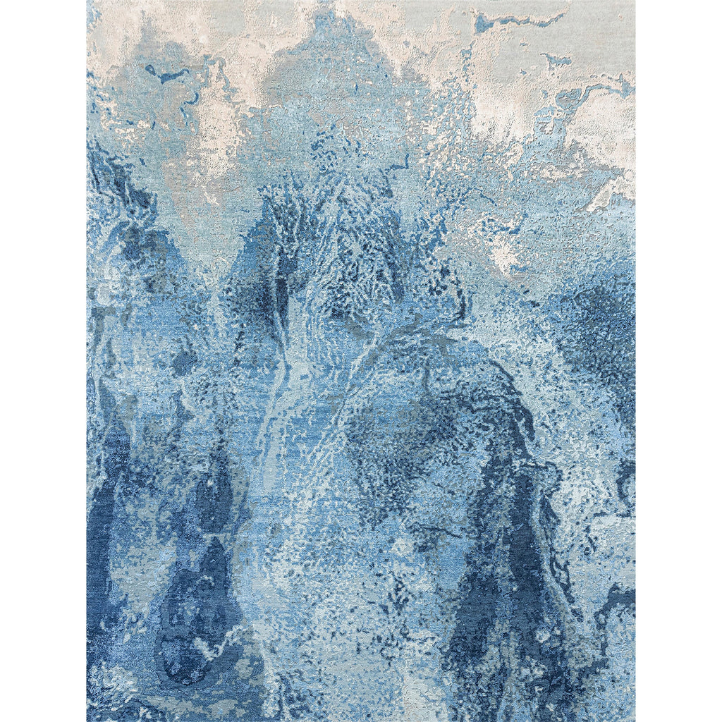 CANVAS ART W/ SILK J1077 SILVER / BLUE