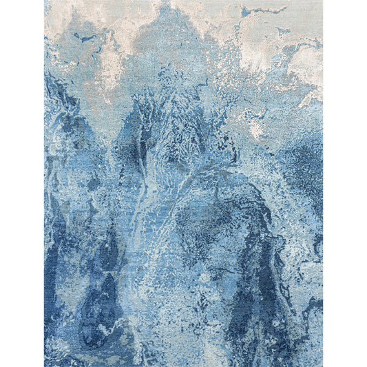 CANVAS ART W/ SILK J1077 SILVER / BLUE