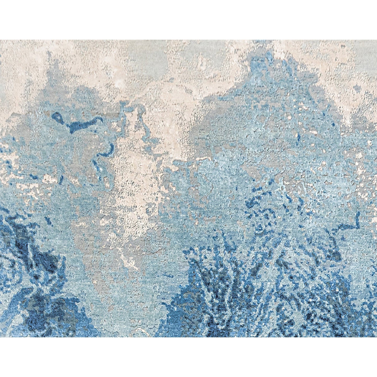 CANVAS ART W/ SILK J1077 SILVER / BLUE