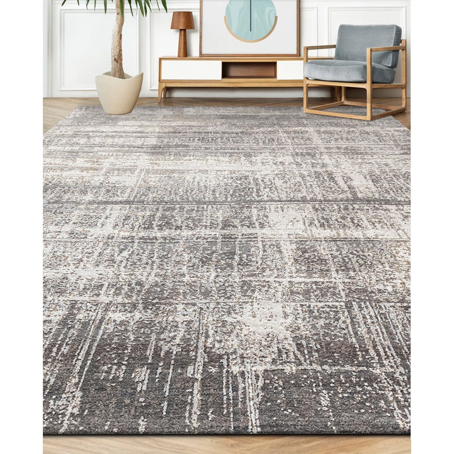 CANVAS ART W/ SILK J1093 BEIGE / GREY