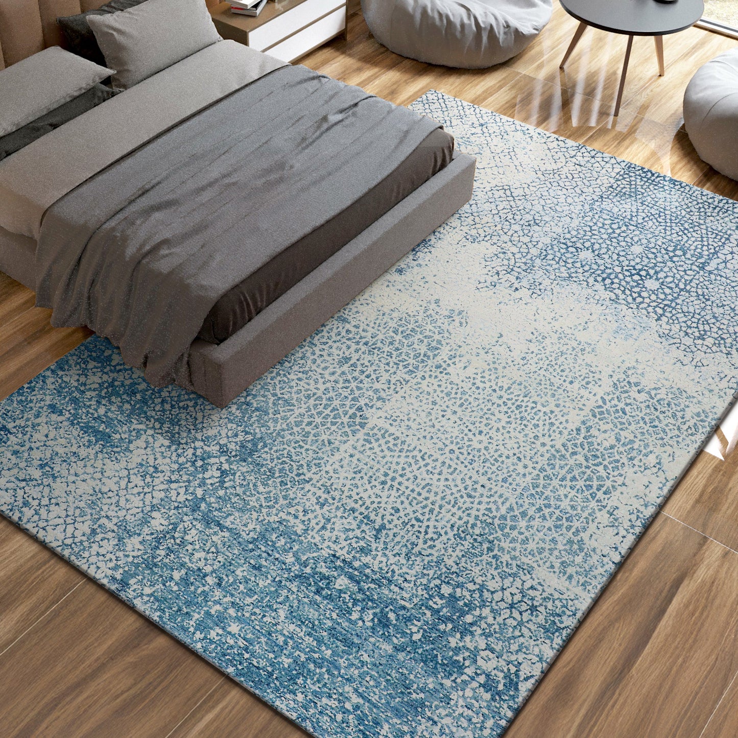 CANVAS ART W/ SILK J1100 BLUE / MULTI