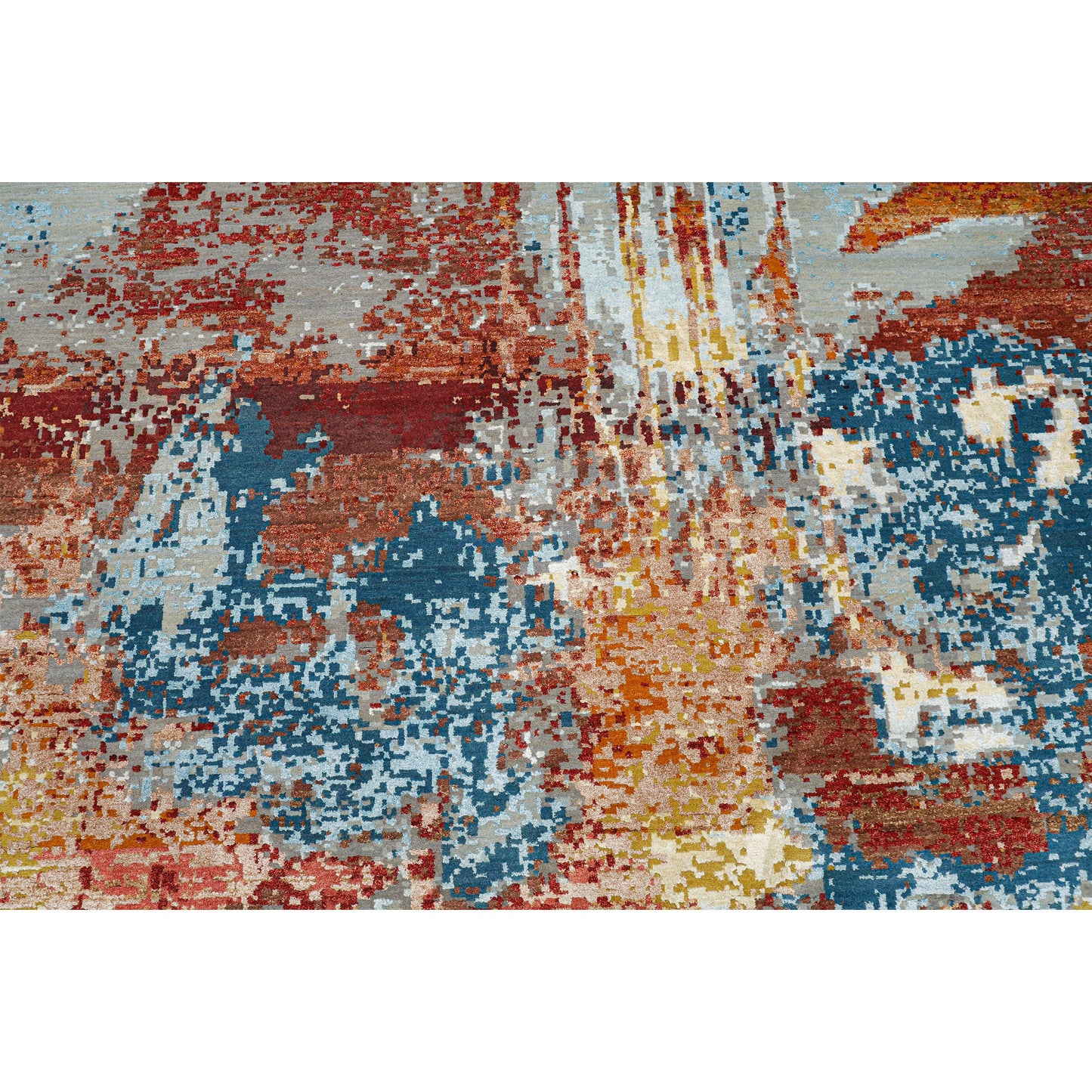 CANVAS ART W/ SILK J1169 SILVER / RED