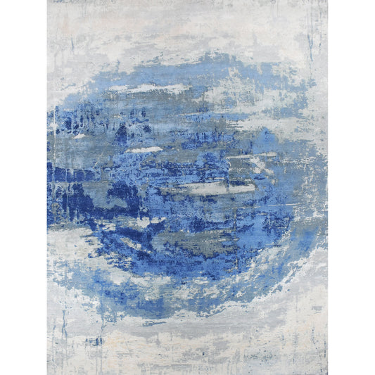 CANVAS ART W/ SILK J2062 SILVER / BLUE