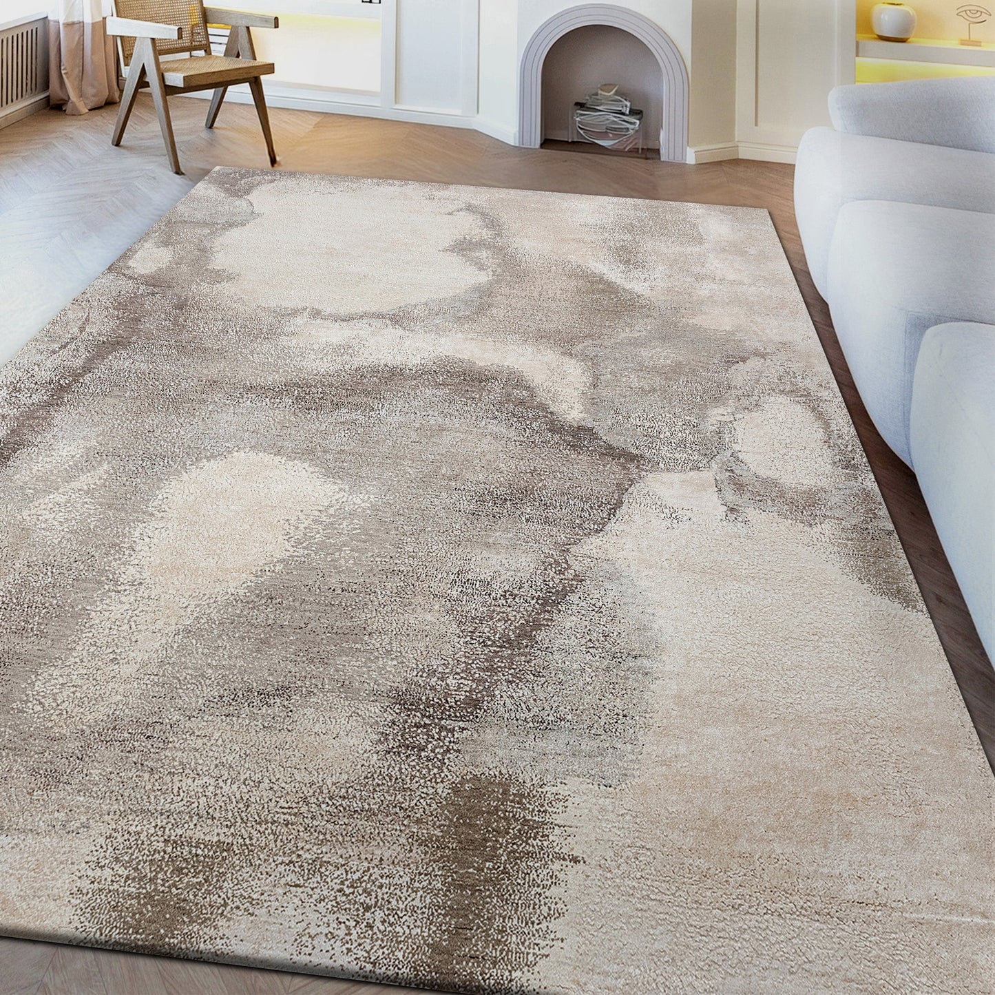 CANVAS ART W/ SILK J2066 BEIGE / TAUPE