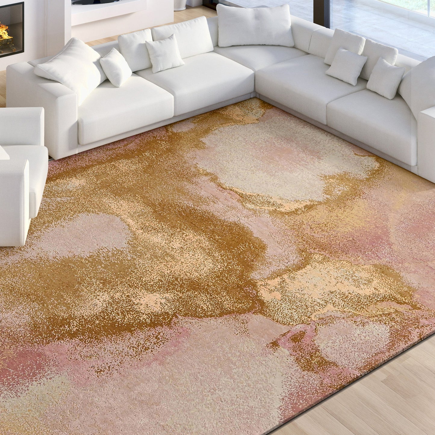 CANVAS ART W/ SILK J2066 PINK / GOLD