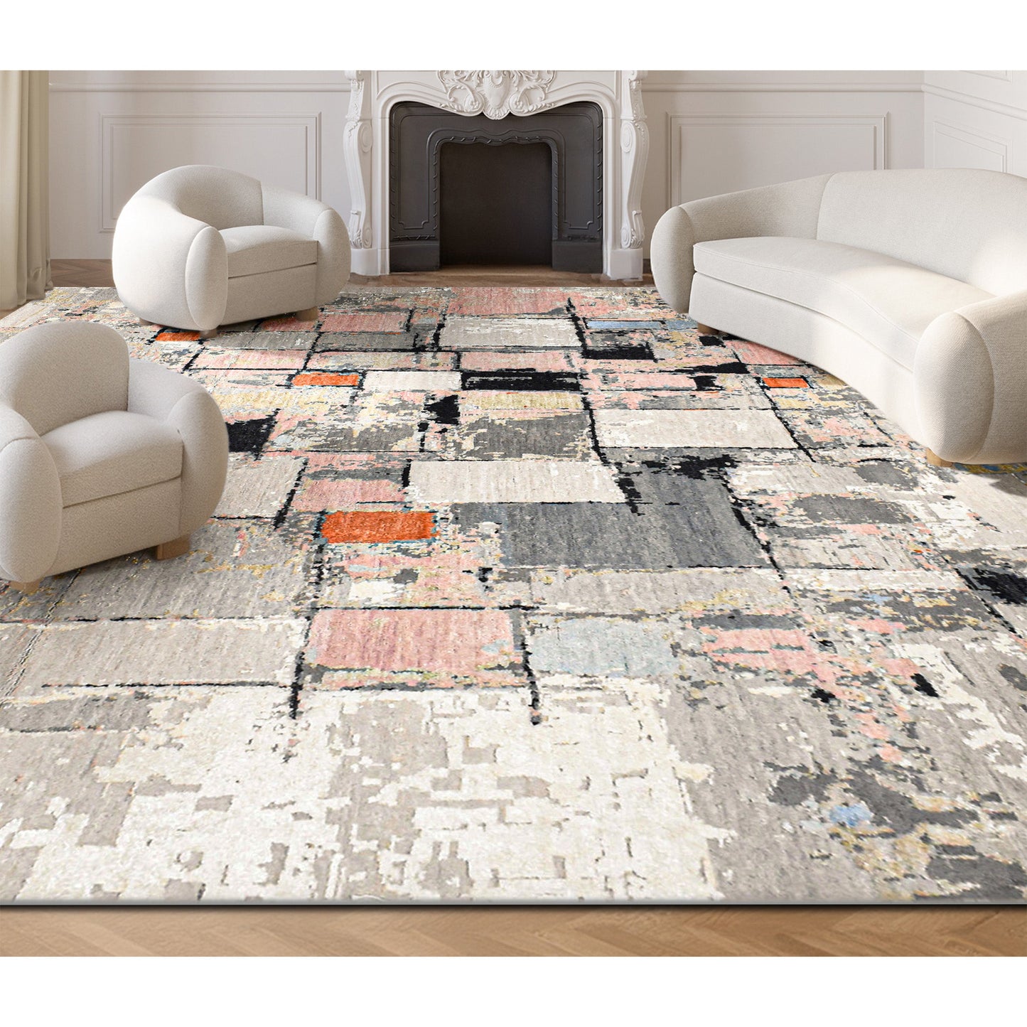 CANVAS ART W/ SILK JC692 BEIGE / BLACK