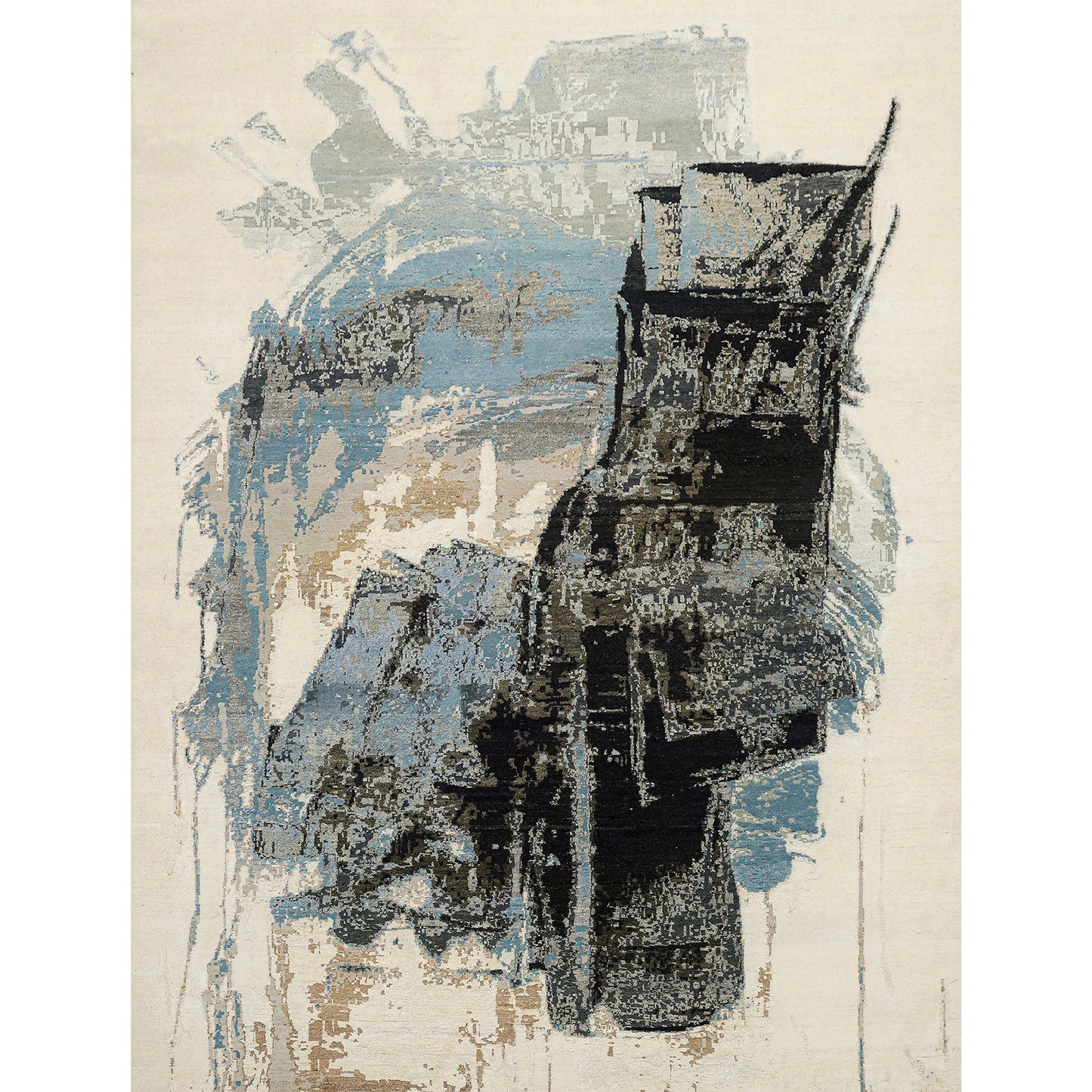CANVAS ART W/ SILK JC692 IVORY / BLACK