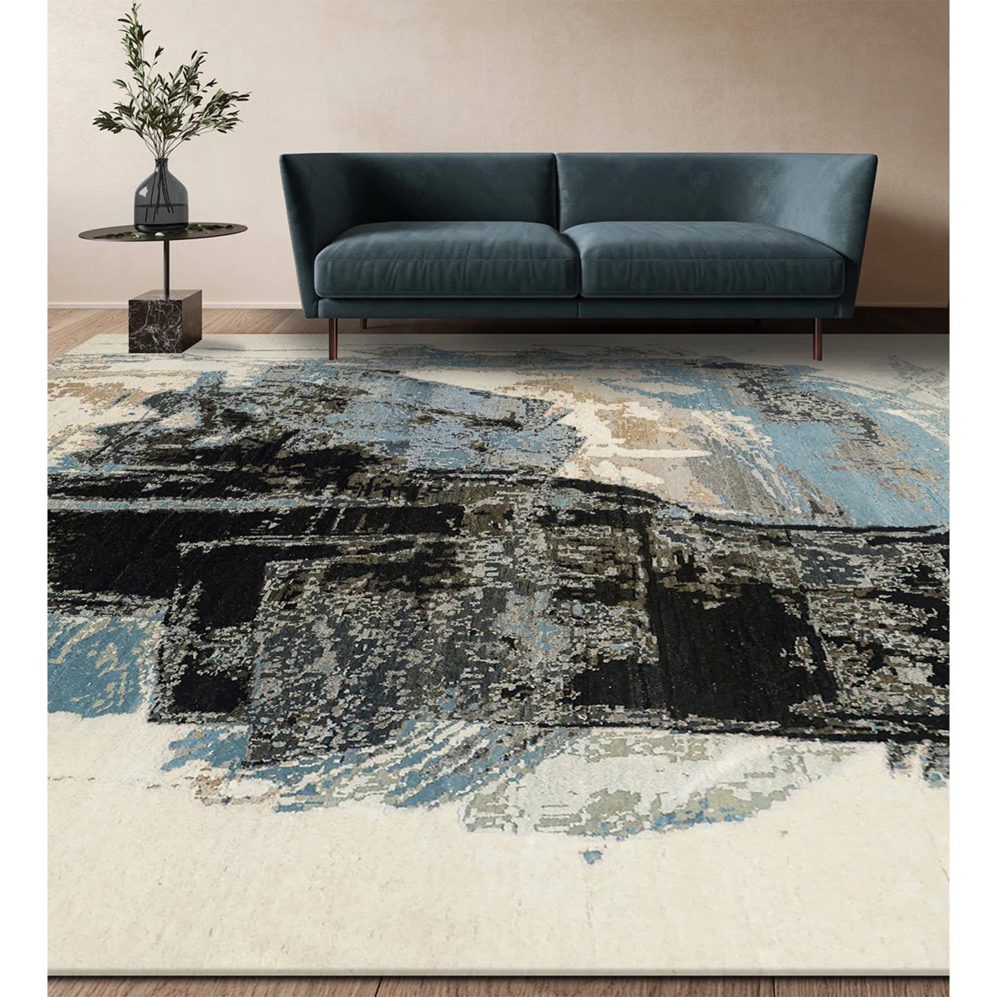 CANVAS ART W/ SILK JC692 IVORY / BLACK