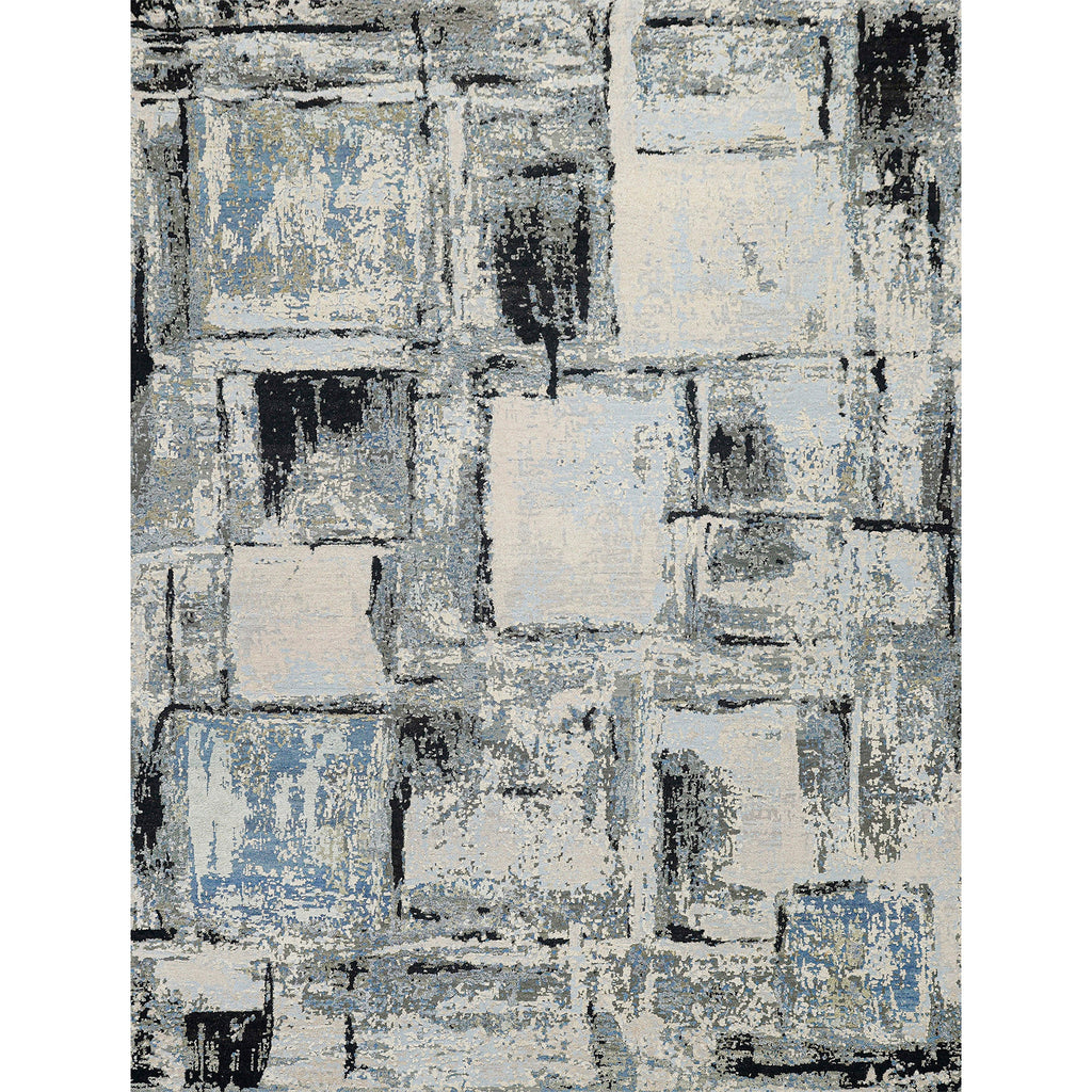 CANVAS ART W/ SILK JC693 IVORY / BLUE