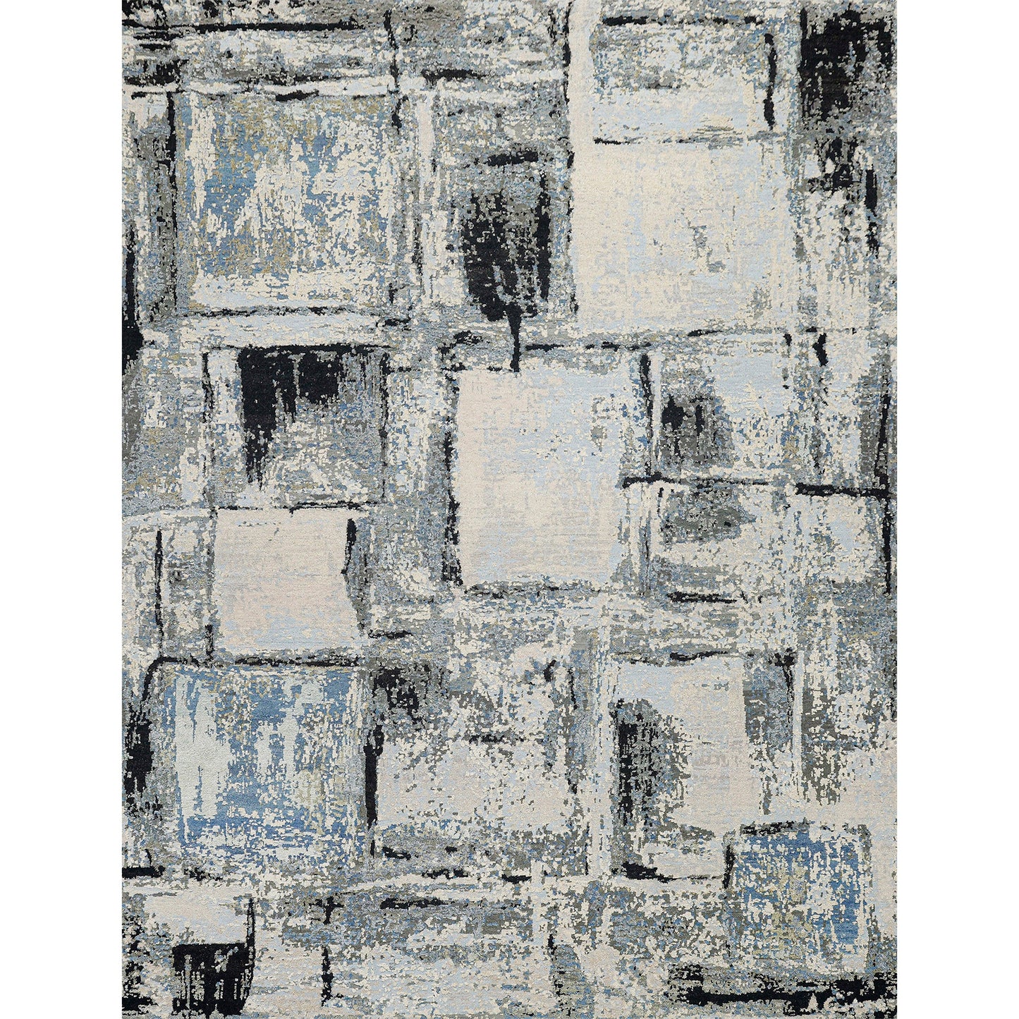 CANVAS ART W/ SILK JC693 IVORY / BLUE